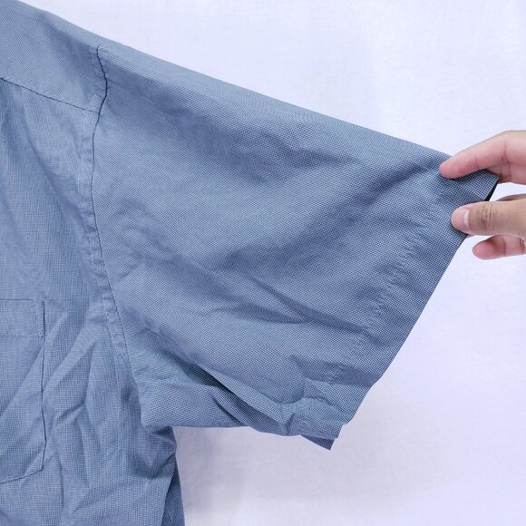 Quiksilver Waterman Collection XXL Blue Micro Check Mens Short Sleeve Shirt - Picture 9 of 16